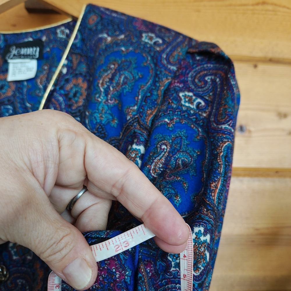 Vintage Retro Jenny USA Stretch Midi Skirt Set Paisley Damask Blouse Plus Sz 18W - Picture 6 of 11